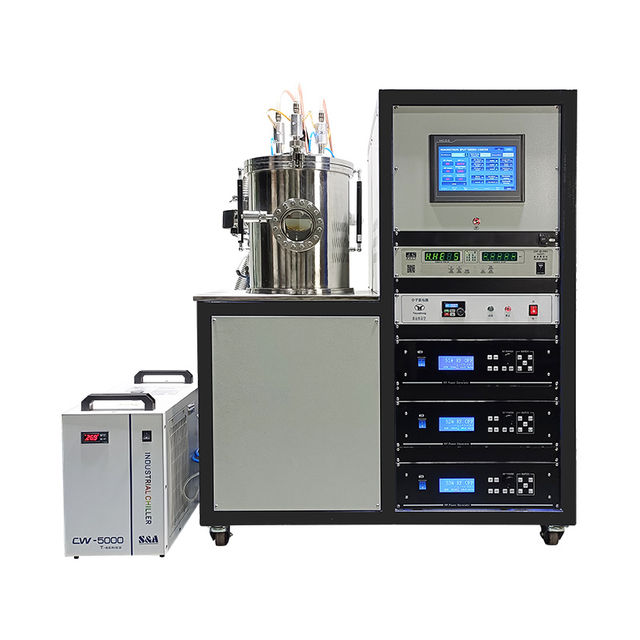 Automatic program controlled high vacuum three target magnetron sputtering coating instrument for Oxide film